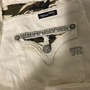 Miss Me Oyster White Camo Capri Jeans with Bling